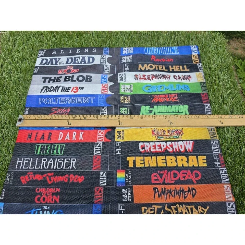 Retro Horror Movie VHS Square Pillow Cover 17.5